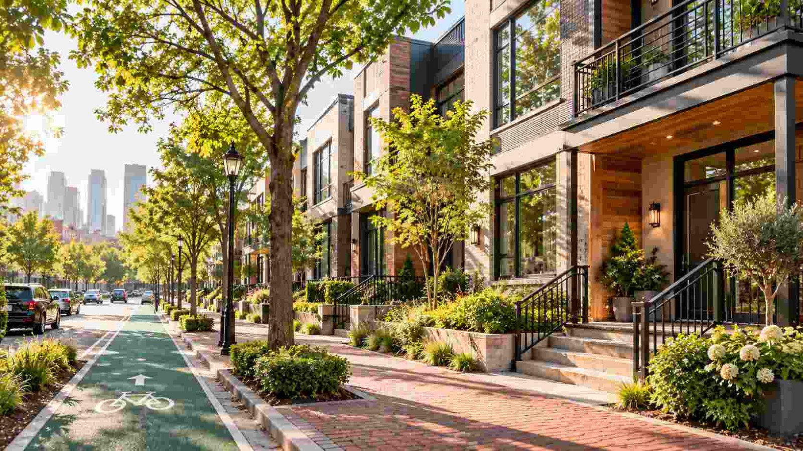 The Policy Shift That Could Radically Change the Housing Crisis showing missing middle townhomes and duplexes in an urban neighborhood