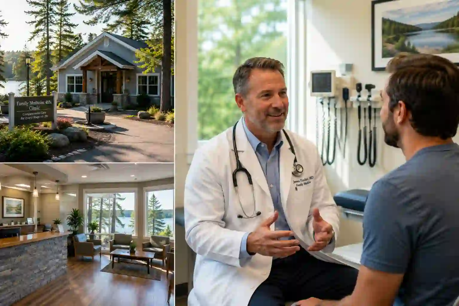 Belgrade Regional Health Center showing a welcoming medical clinic and compassionate physician with a patient