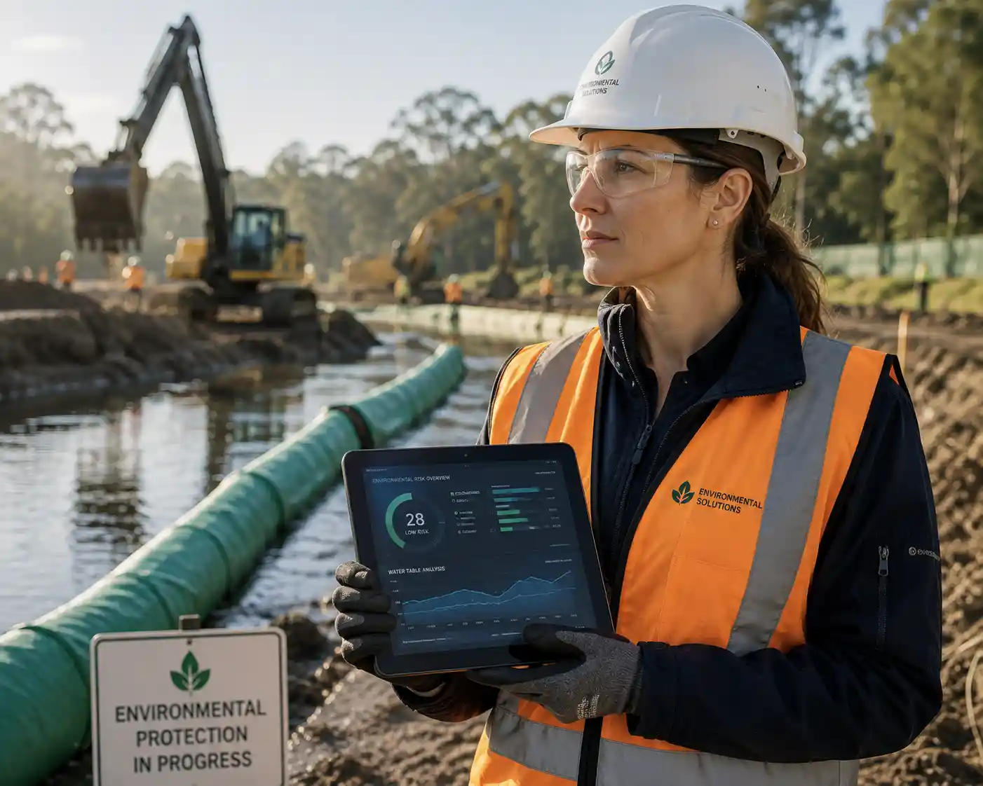 CPL insurance meaning and coverage guide showing environmental engineers inspecting a construction site for pollution risk management