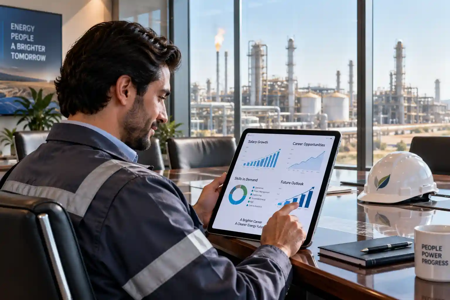 Tetra Technologies salaries showing an energy engineer reviewing career growth and compensation analytics