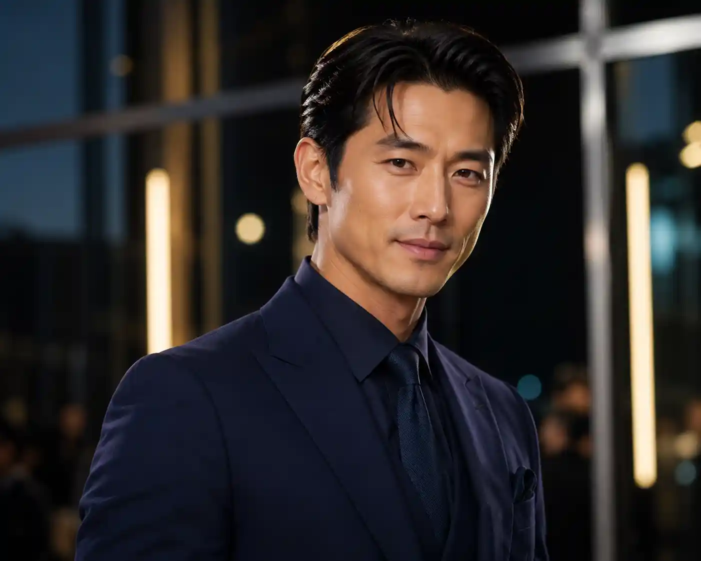 Zhang Han latest news updates showing the actor in a tailored suit at a media event