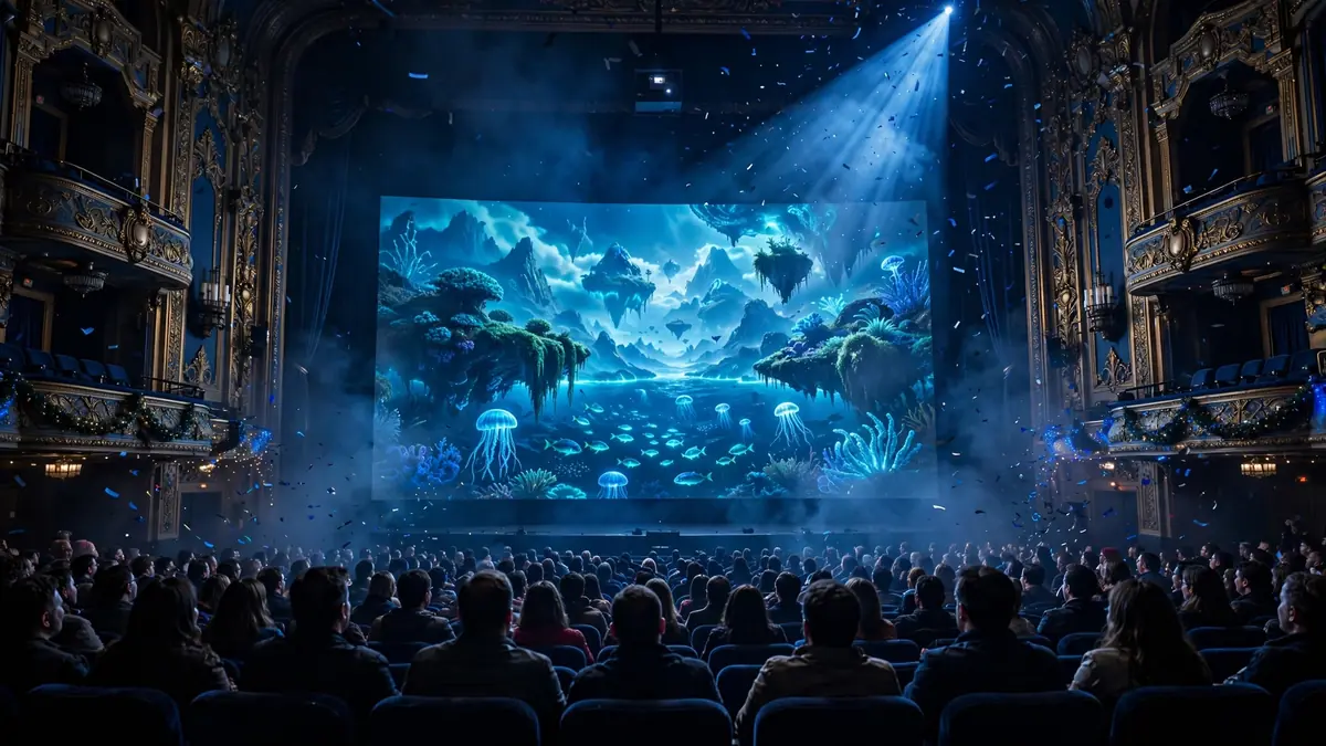 Avatar The Way of Water box office collection — cinema audience watching the glowing ocean world of Pandora on a giant screen