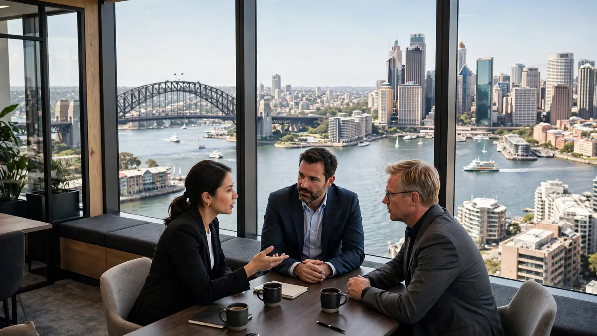 Sydney business district and harbour, illustrating scaling business services growth for Sydney executives