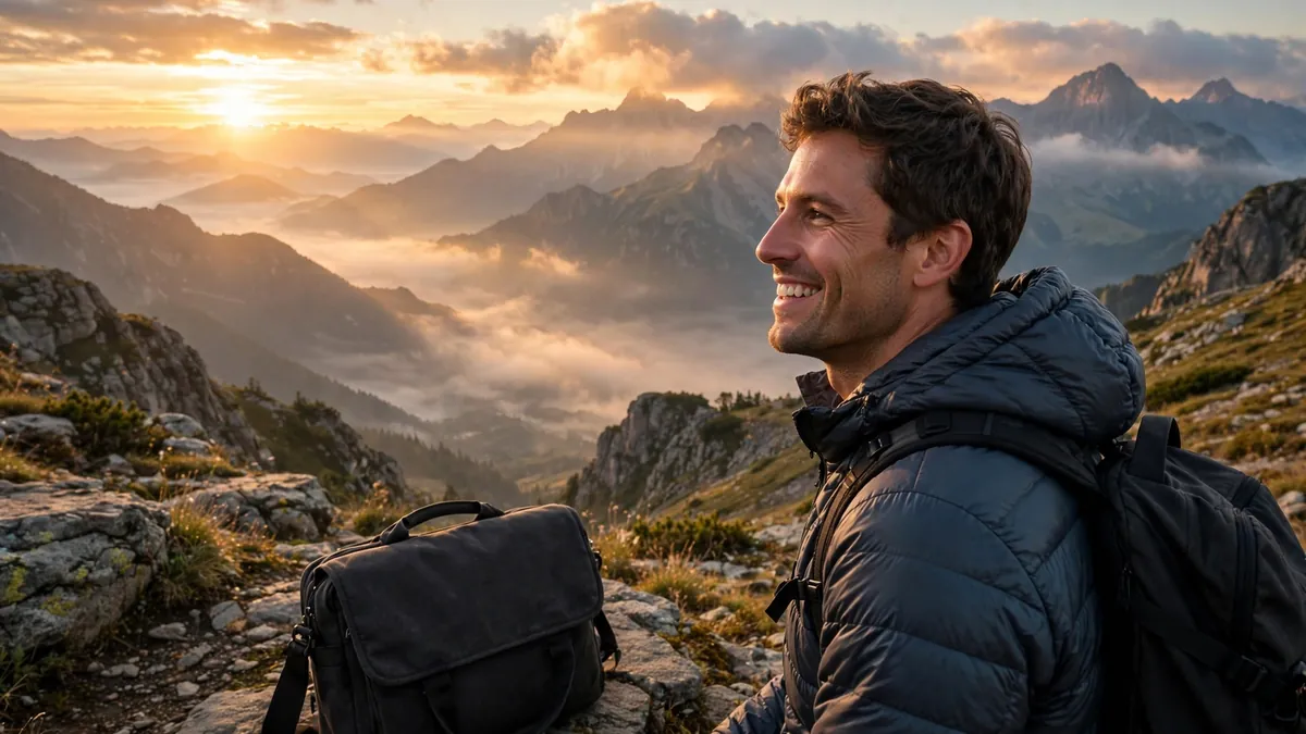 Traveller enjoying a free sunrise moment while living a flexible work from anywhere lifestyle