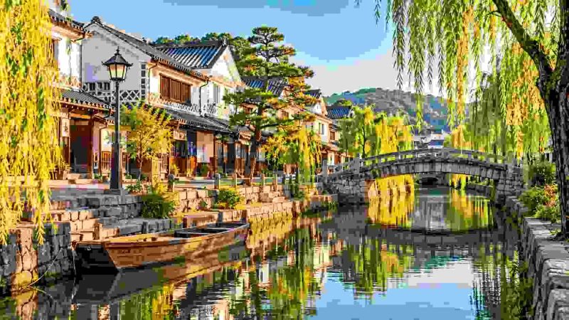 Best Places to Visit in Japan That Are Not Touristy featuring historic canal in Kurashiki Bikan Quarter