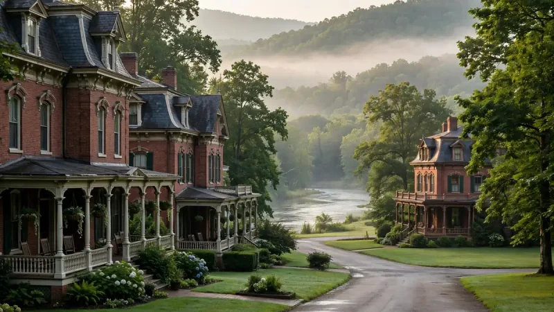 Historic mansions on a quiet street in Bramwell WV real estate guide, Mercer County West Virginia