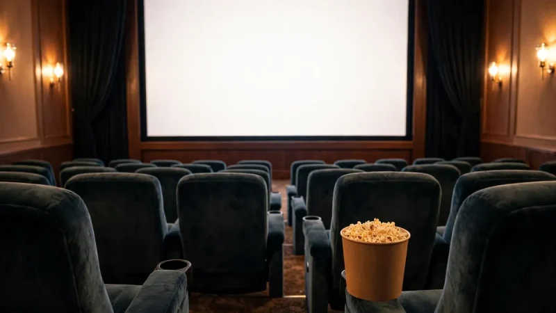 Cozy cinema seats facing a glowing blank screen with popcorn showing how do movie ratings work for families