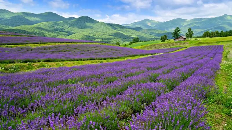 Lavender flower fields in Furano, Hokkaido — one of the best places to visit in Japan in summer