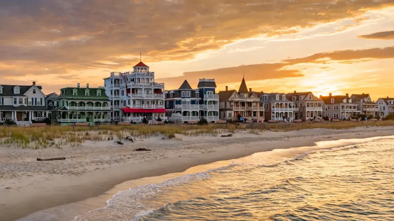 Cape May beach and Victorian houses in summer, a top place to visit near New Jersey in summer