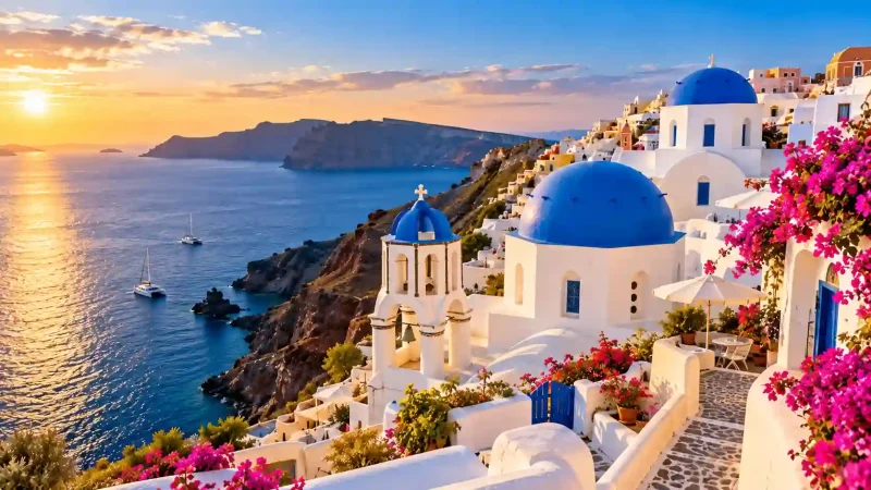 Plan your holiday now! Best travel destinations around the world in pictures featuring Santorini whitewashed cliffs