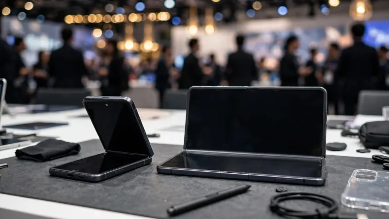 Foldable smartphones on display ahead of a summer launch event