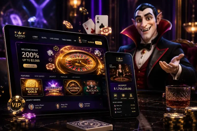 Vlad Casino ultimate online gaming thrill featuring live dealer tables, jackpot slots, and vampire mascot branding