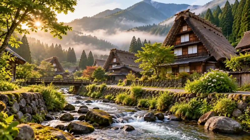Why Japan’s Hidden Villages Are 2025’s Top Destination featuring traditional thatched-roof farmhouses and mountain mist